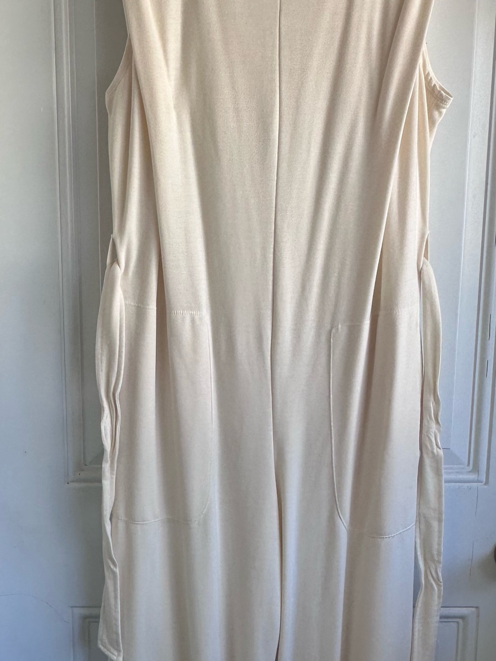 Women's Cream Sleeveless wide leg jumpsuit